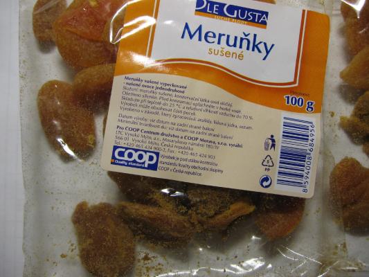 Meruňky sušené Dle gusta - obal výrobku