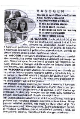 Reklamní leták vysvětlující účinky výrobku Vasogen