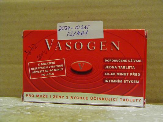 Vasogen - přední strana výrobku