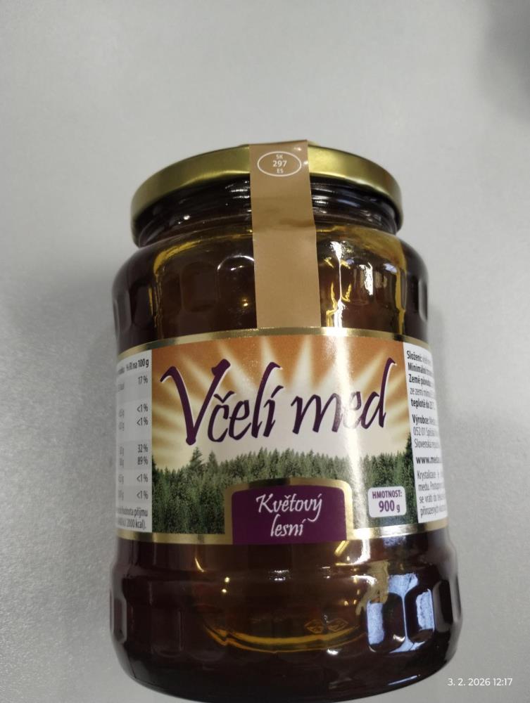 Včelí med, květový lesní přední strana
